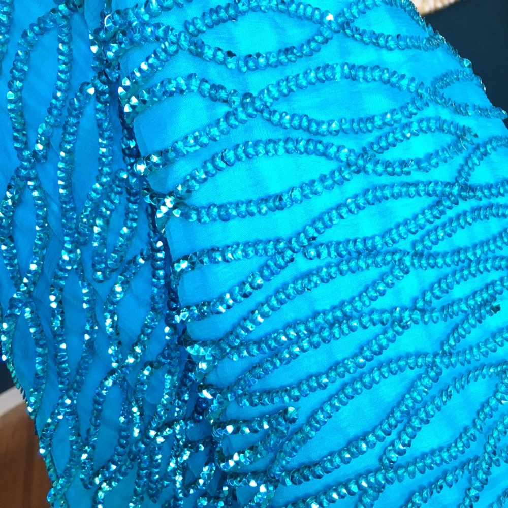 Vintage Teal Sequin Dress Eras Tour Medium Rare - Picture 2 of 11
